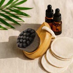 Fair Cepillo Masajeador y Limpiador Nano Pequeño Facial con Mango de Bambú