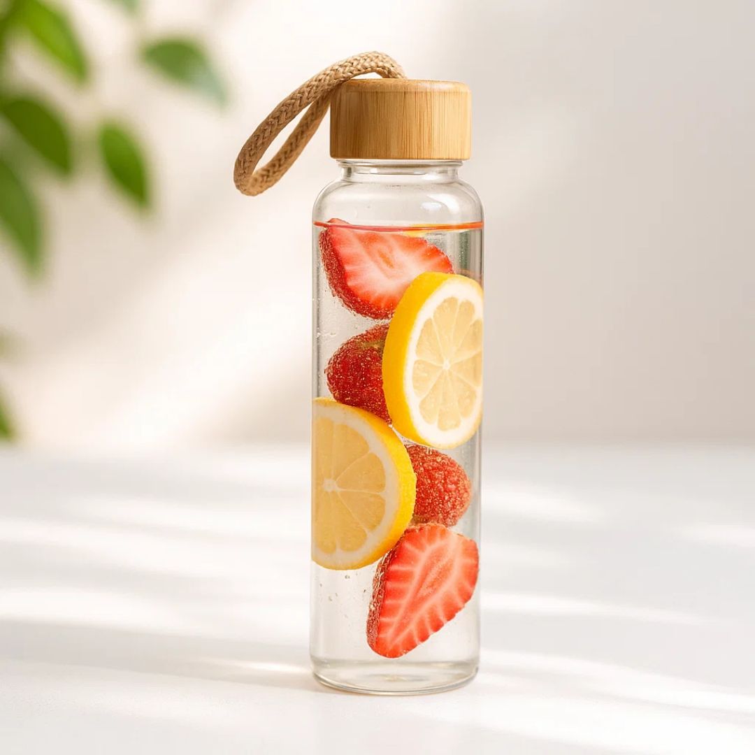 Fair Botella de Vidrio Tapa Bambú Econosip  500ml