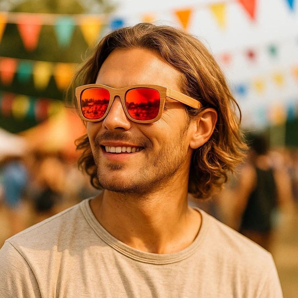 Fair Gafas De Bambú Original Protección UV 400 Rojo