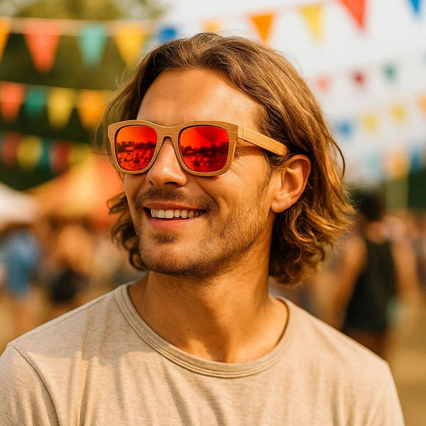 Fair Gafas De Bambú Original Protección UV 400 Rojo