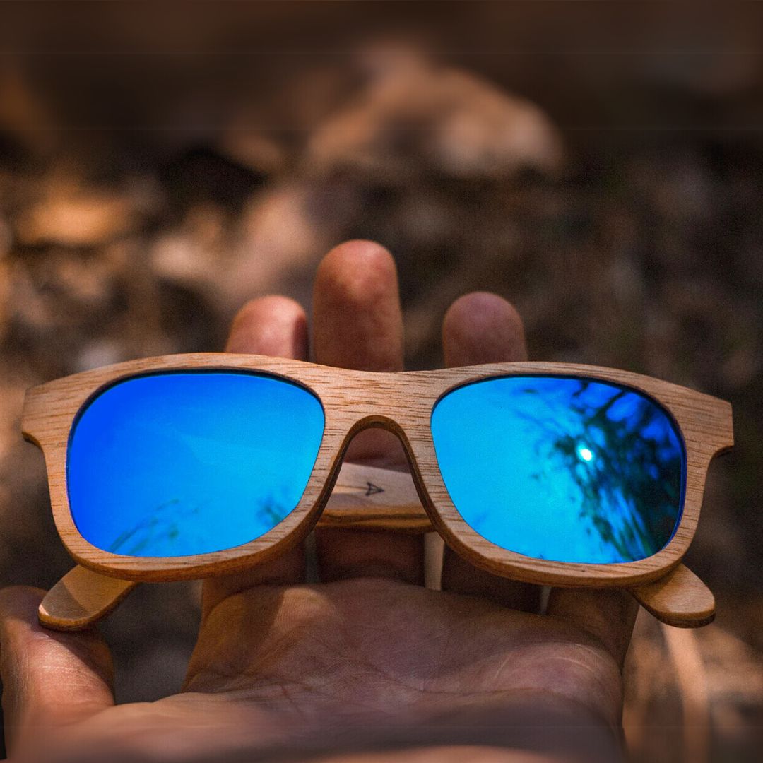 Fair Gafas De Bambú Original Protección UV 400 Celeste