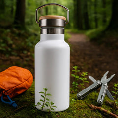 Fair Botella Térmica Camping de Acero Inoxidable con Tapa de Bambú 350ML SIN LOGO