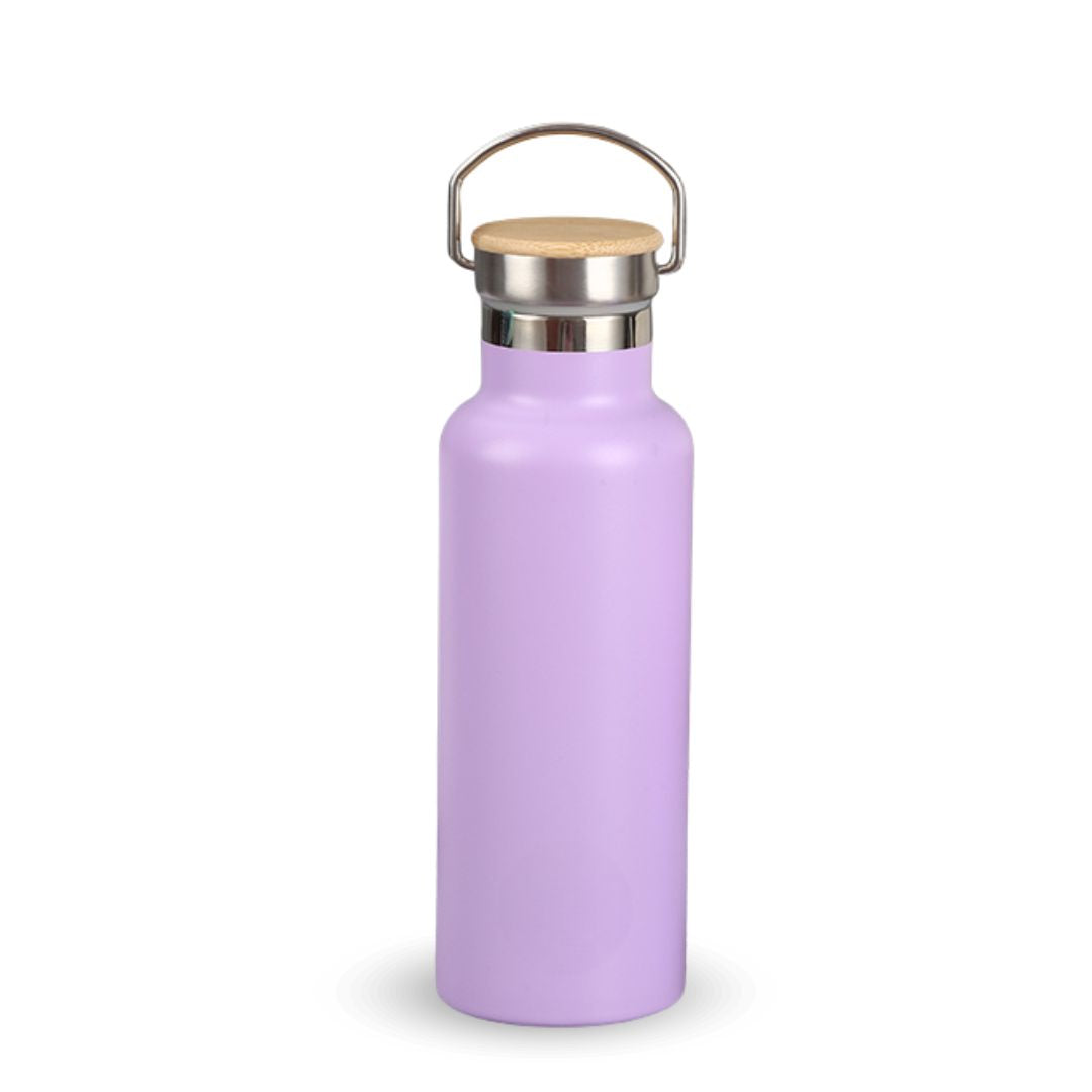Fair Botella Térmica Camping de acero inoxidable con tapa de bambú 500ML (Medio Litro) SIN LOGO