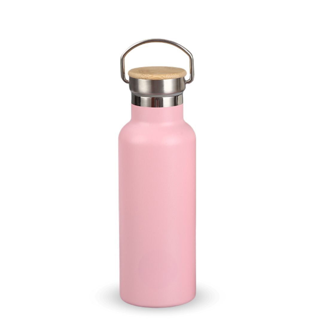 Fair Botella Térmica Camping de acero inoxidable con tapa de bambú 500ML (Medio Litro) SIN LOGO