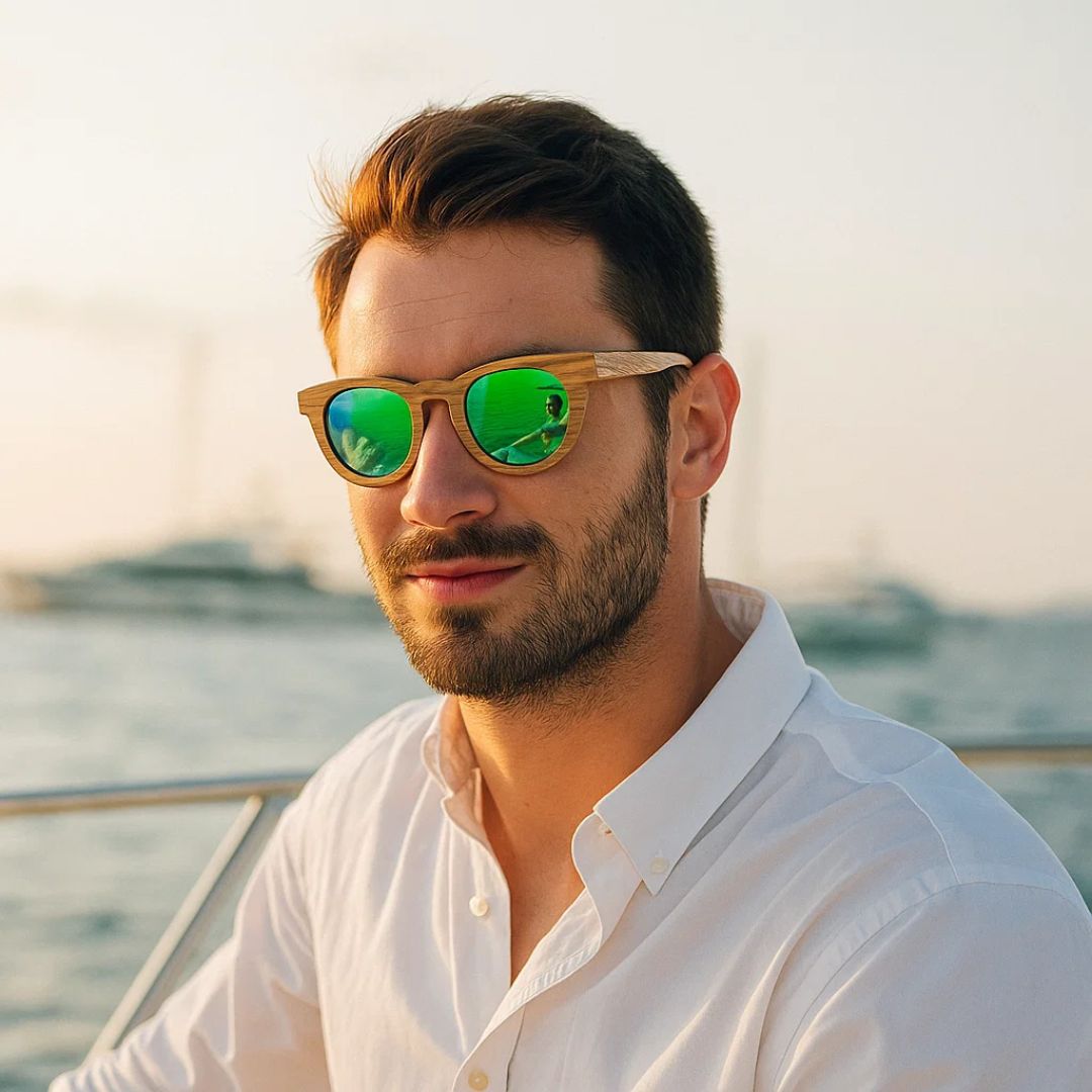 Fair Gafas De Bambú Aviador Protección UV 400 Verde