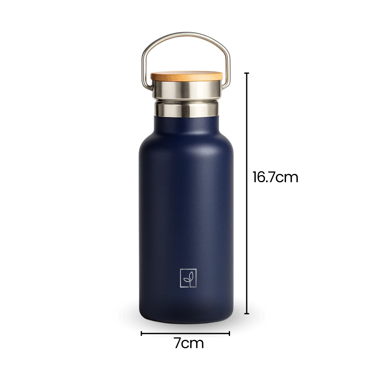 Fair Botella Térmica Camping de Acero Inoxidable con Tapa de Bambú 350ML AZUL MARINO