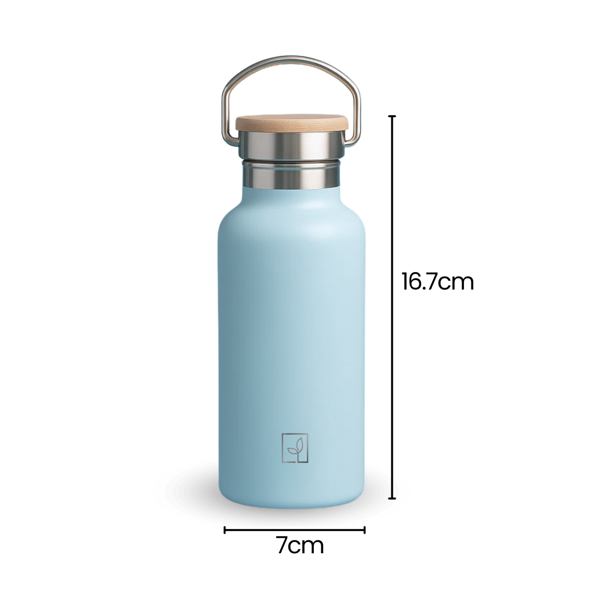 Fair Botella Térmica Camping de Acero Inoxidable con Tapa de Bambú 350ML CELESTE