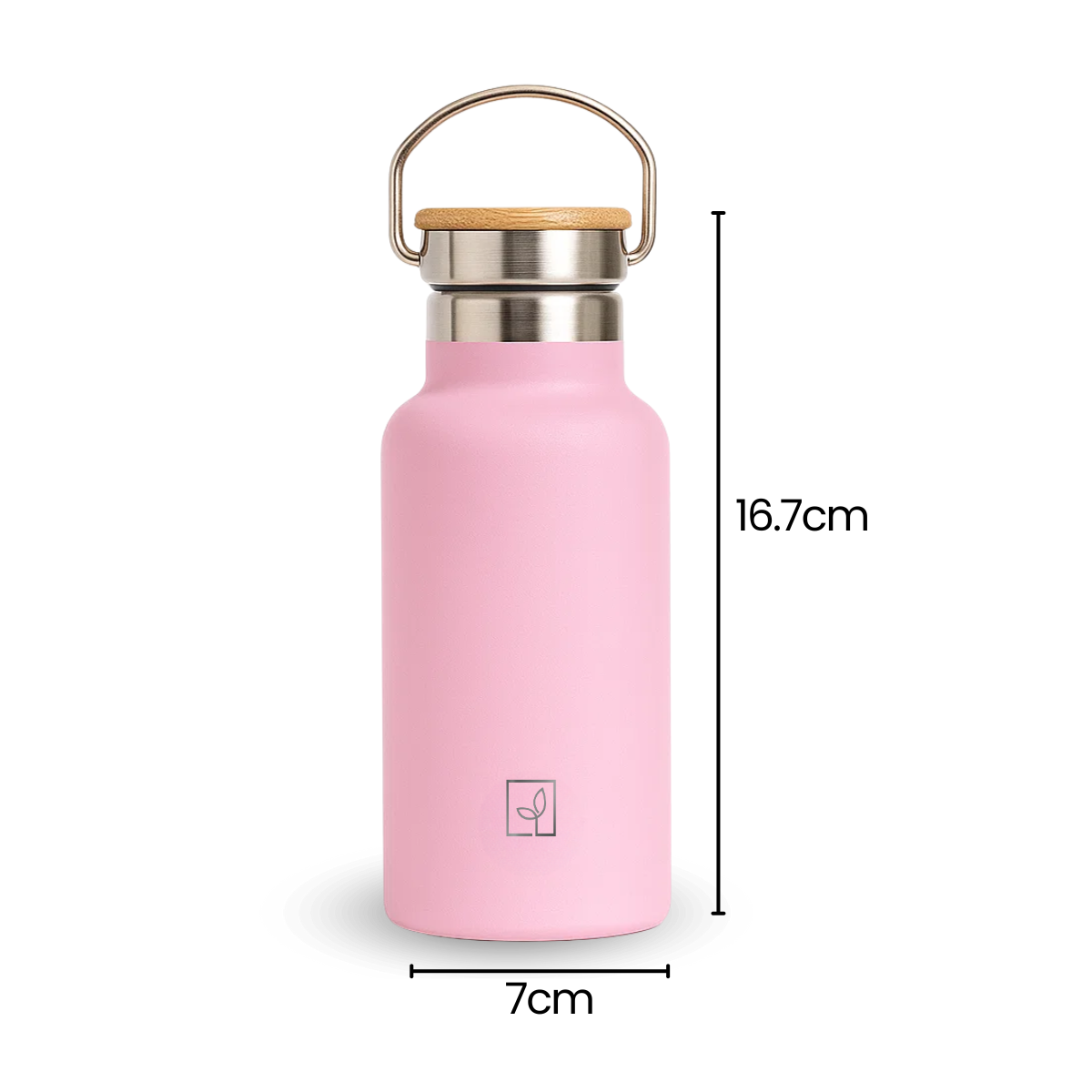 Fair Botella Térmica Camping de Acero Inoxidable con Tapa de Bambú 350ML ROSADO