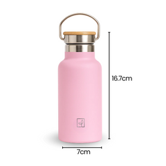 Fair Botella Térmica Camping de Acero Inoxidable con Tapa de Bambú 350ML ROSADO