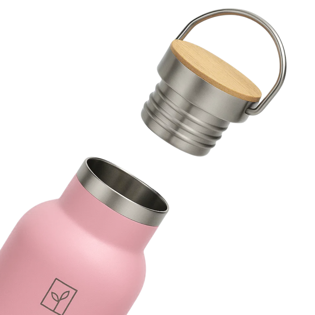 Fair Botella Térmica Camping de Acero Inoxidable con Tapa de Bambú 350ML ROSADO