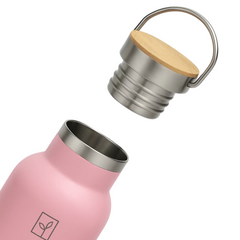 Fair Botella Térmica Camping de Acero Inoxidable con Tapa de Bambú 350ML ROSADO