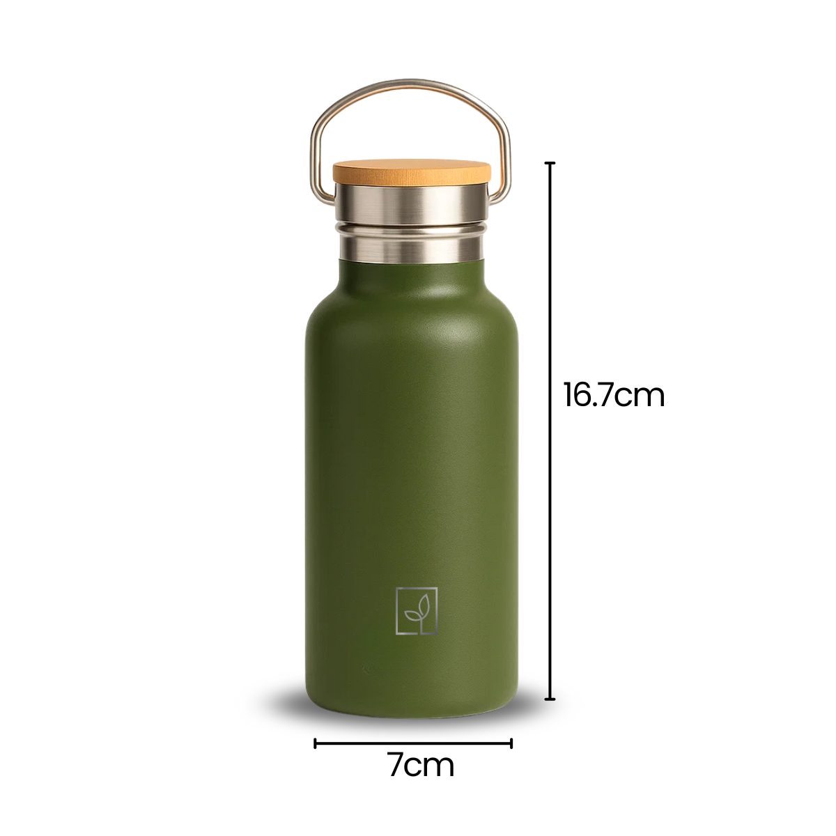 Fair Botella Térmica Camping de Acero Inoxidable con Tapa de Bambú 350ML VERDE OLIVA