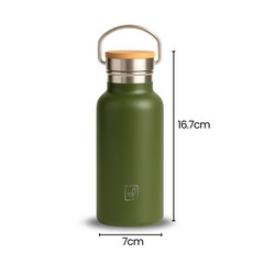 Fair Botella Térmica Camping de Acero Inoxidable con Tapa de Bambú 350ML VERDE OLIVA