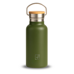 Fair Botella Térmica Camping de Acero Inoxidable con Tapa de Bambú 350ML VERDE OLIVA