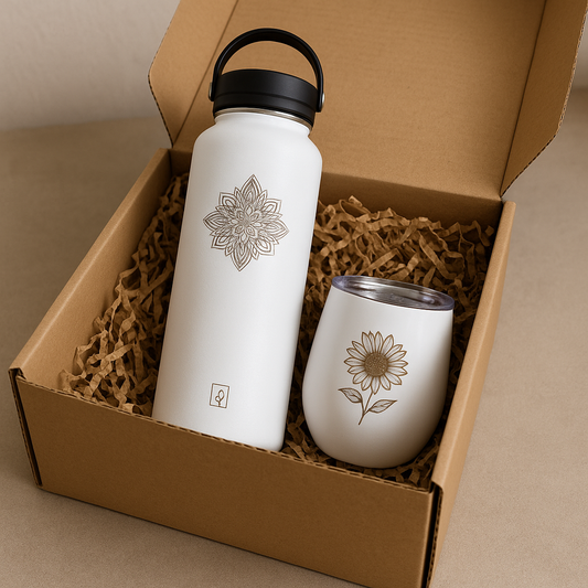 Kit Botella+Vaso Térmica Blanco