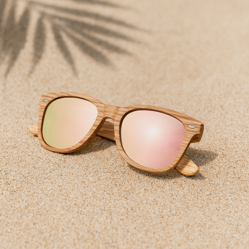 Fair Gafas De Bambú Original Protección UV 400 Rosado