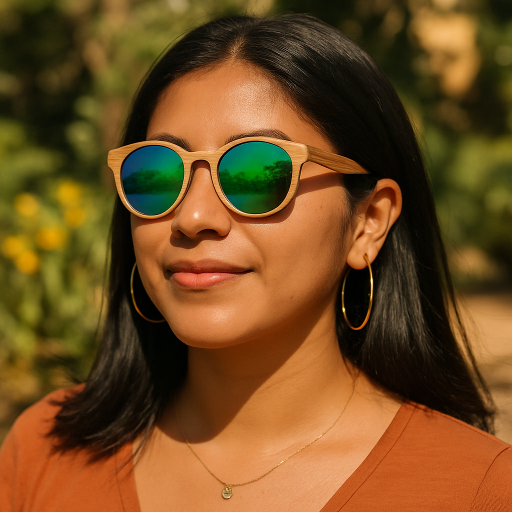 Fair Gafas De Bambú Aviador Protección UV 400 Verde