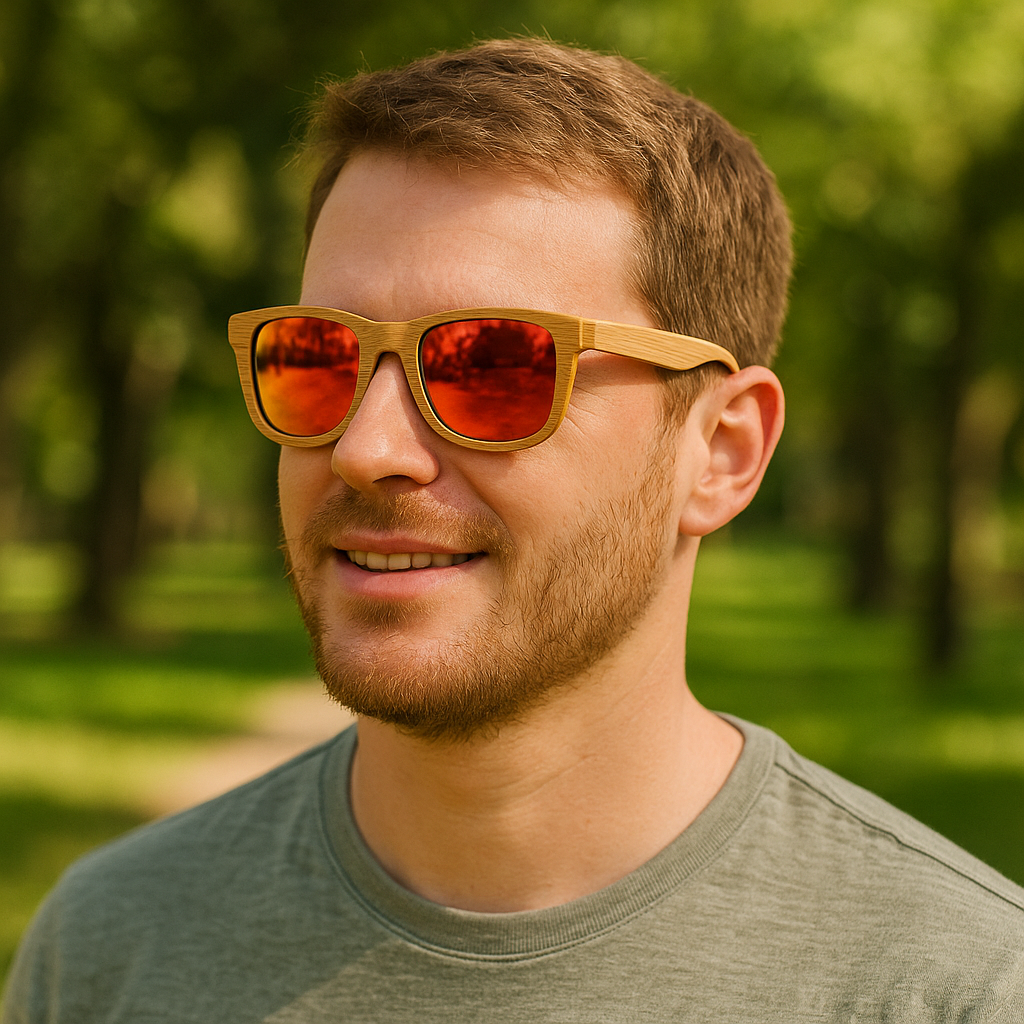 Fair Gafas De Bambú Original Protección UV 400 Rojo