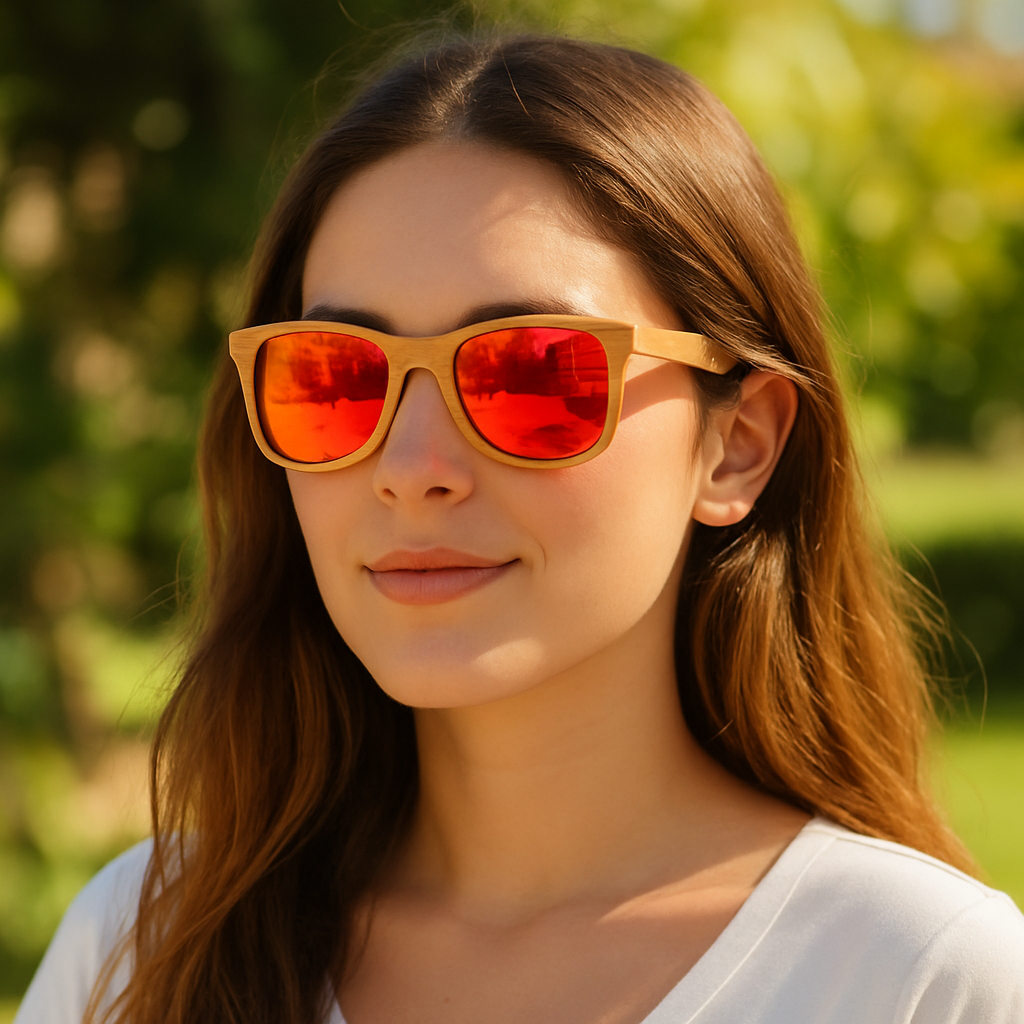 Fair Gafas De Bambú Original Protección UV 400 Rojo