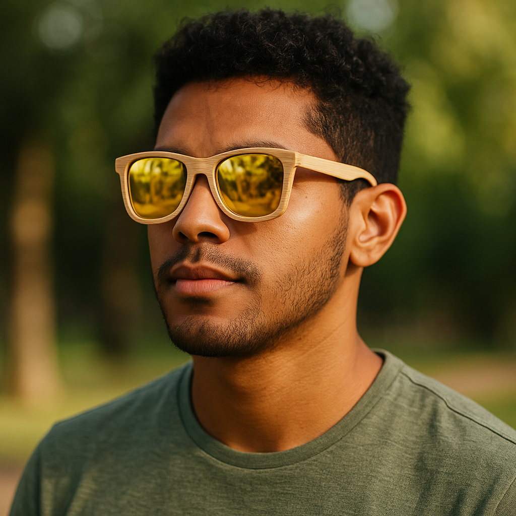 Fair Gafas De Bambú Original Protección UV 400 Amarillo