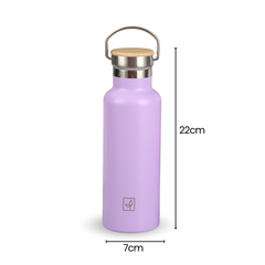 Fair Botella Térmica Camping de acero inoxidable con tapa de bambú 500ML LILA (Medio Litro)