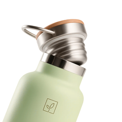 Fair Botella Térmica Camping de acero inoxidable con tapa de bambú 500ML MENTA (Medio Litro)