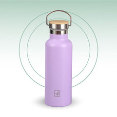 Fair Botella Térmica Camping de acero inoxidable con tapa de bambú 500ML (Medio Litro)