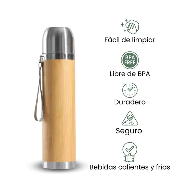 Fair Botella de Bambú Térmica Thermogo de 500ml
