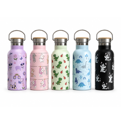 Fair Botella Térmica Camping de Acero Inoxidable con Tapa de Bambú 350ML Diseños