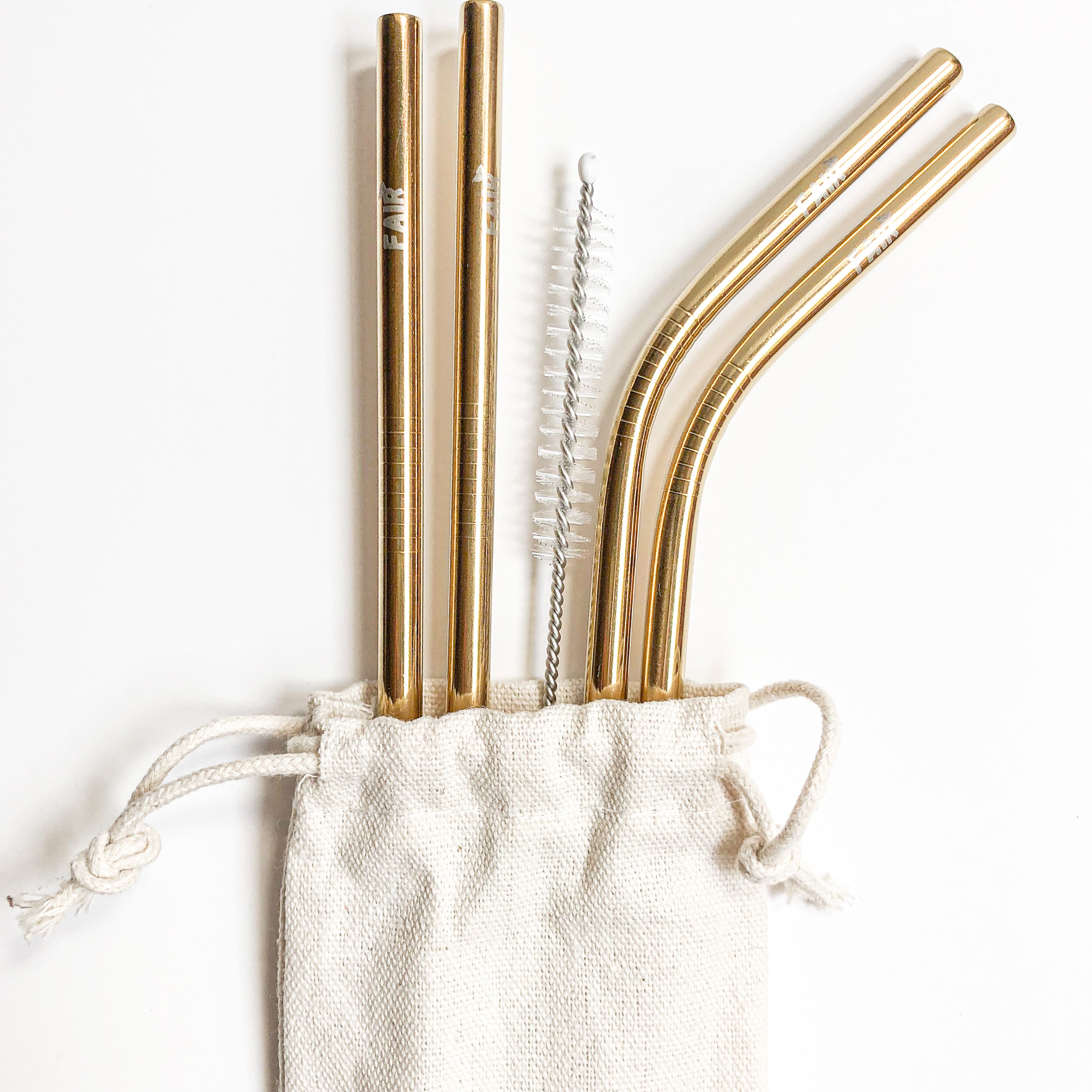 Set de sorbetes reutilzables de acero inoxidable - Fair Zero Waste