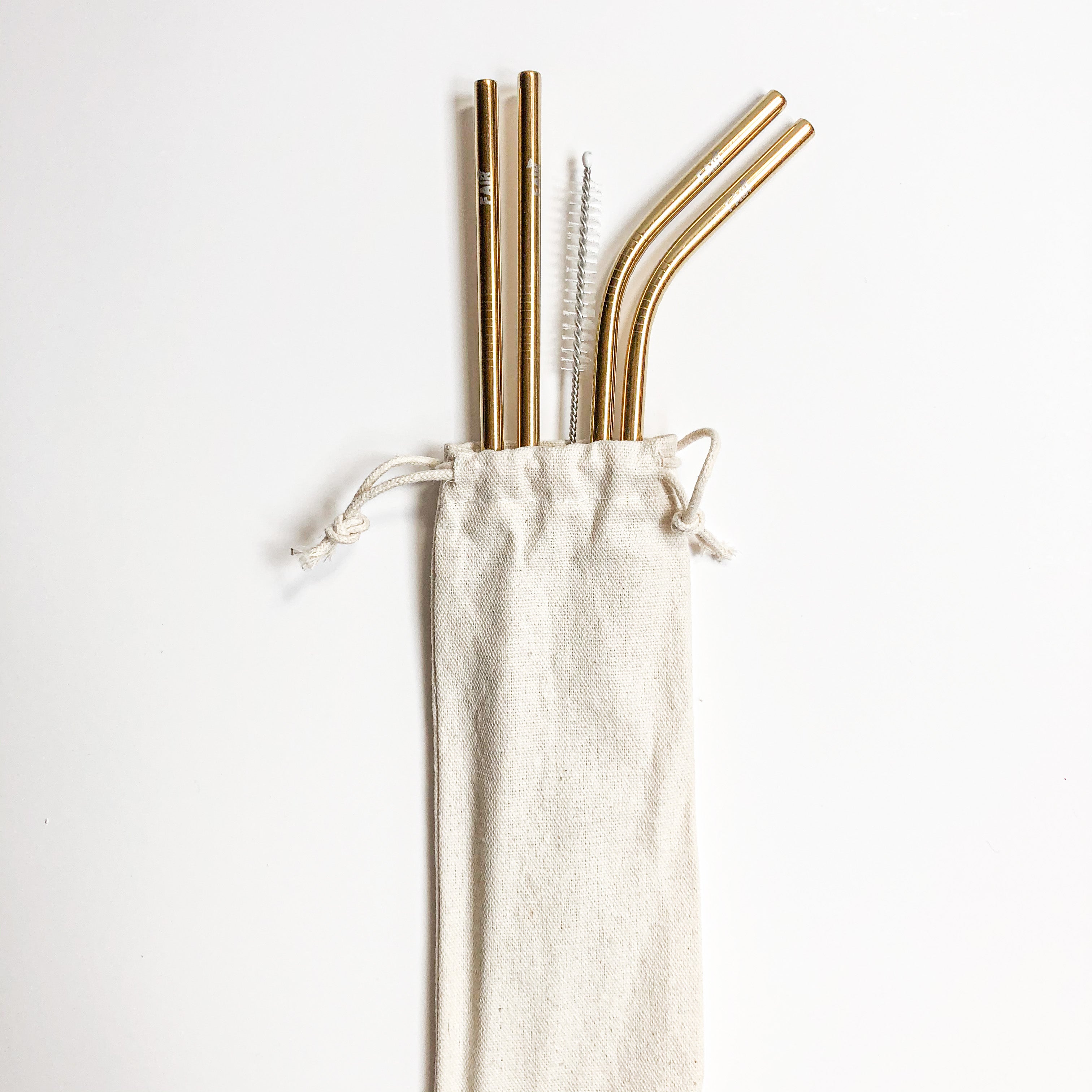 Set de sorbetes reutilzables de acero inoxidable - Fair Zero Waste